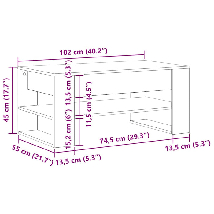 Masă de cafea Stejar Artizanal 102 x 55 x 45 cm Lemn compozit - WALTI WALTI