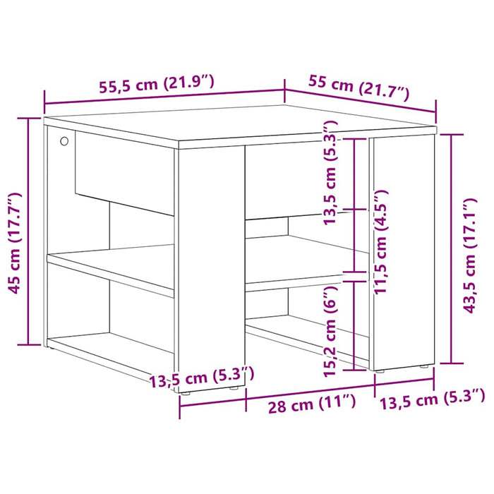 Masă de cafea Stejar Negru 55,5 x 55 x 45 cm Lemn compozit - WALTI WALTI