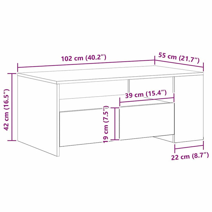 Masă de cafea Lemn Vechi 102 x 55 x 43,5 cm Lemn compozit - WALTI WALTI