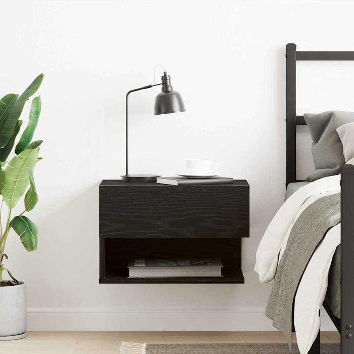 Dulap de noapte Stejar Negru 46 x 30 x 30 cm Lemn compozit - WALTI WALTI