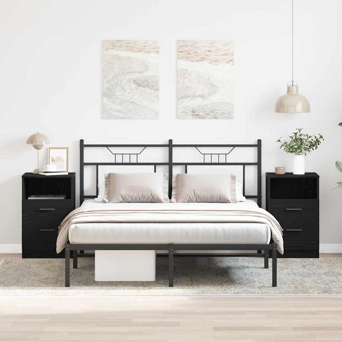 Dulap de noapte cu sertar 2 pcs Stejar negru 40 x 35 x 65 cm - WALTI WALTI
