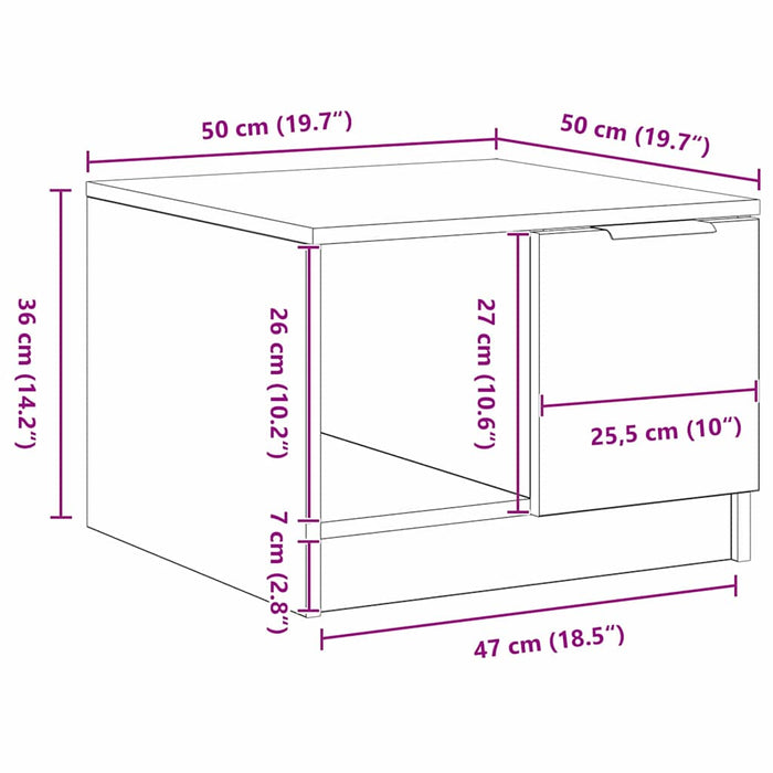 Masă de cafea Stejar negru 50 x 50 x 36 cm Lemn compozit - WALTI WALTI