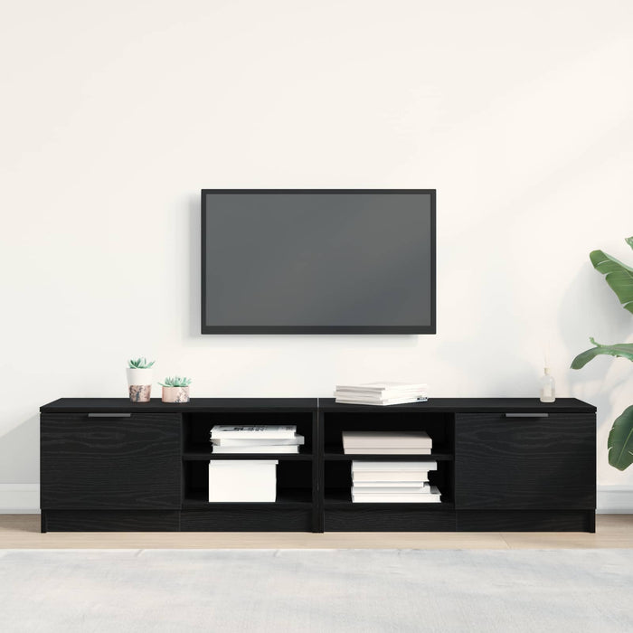 Cabinet TV 2 pcs Stejar Negru 80 x 35 x 36,5 cm Lemn compozit WALTI