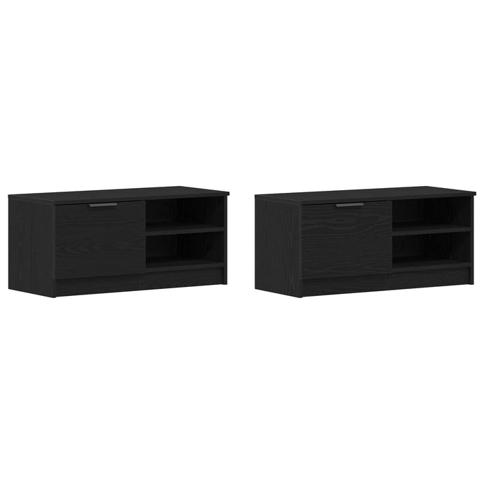 Cabinet TV 2 pcs Stejar Negru 80 x 35 x 36,5 cm Lemn compozit WALTI