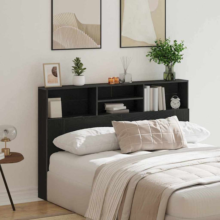 Tablă de pat cu sertar cu raft Stejar negru 160 x 19 x 103.5 cm - WALTI WALTI