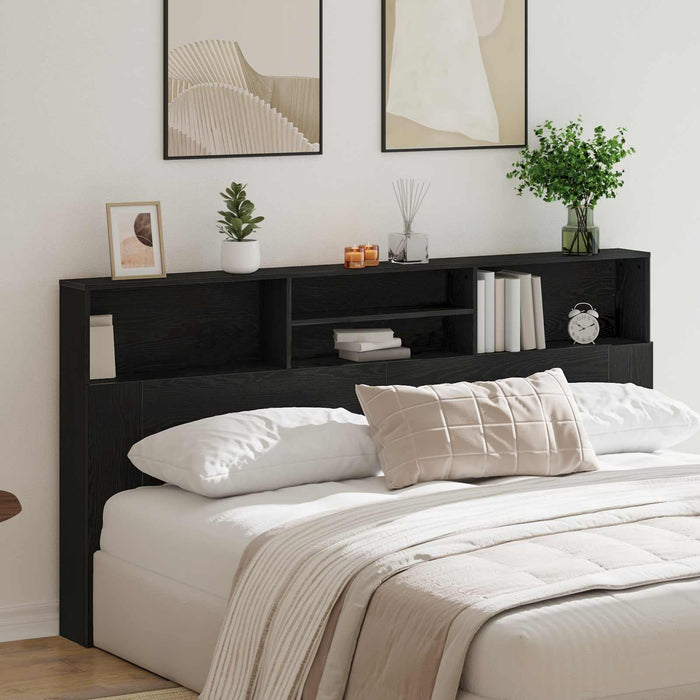 Tablă de pat cu sertar cu raft Stejar Negru 200 x 19 x 103,5 cm - WALTI WALTI