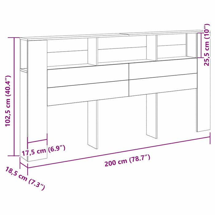 Tablă de pat cu sertar Stejar negru 200 x 18,5 x 104,5 cm - WALTI WALTI