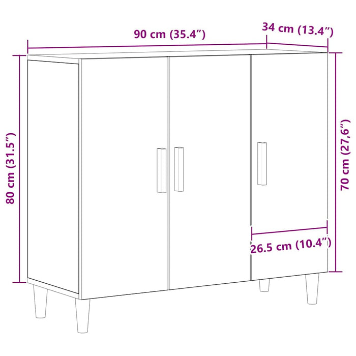 Bufet Negru 90 x 34 x 80 cm Lemn compozit - WALTI WALTI