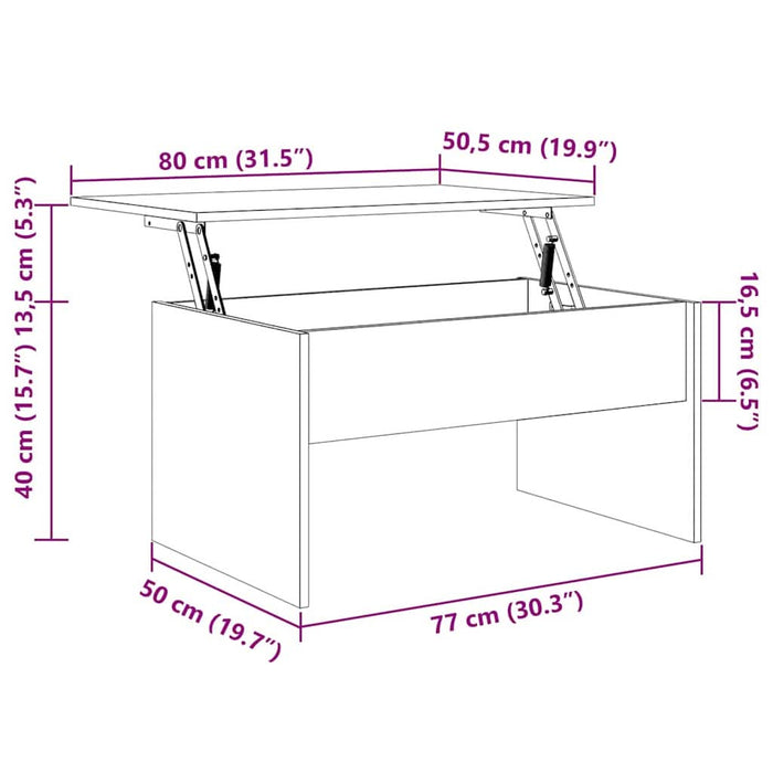 Masă de cafea Stejar Negru 80 x 50,5 x 41,5 cm Lemn compozit - WALTI WALTI