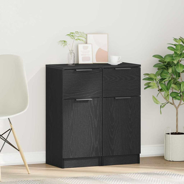 Bufet 2 pcs Stejar Negru 30 x 30 x 70 cm Lemn compozit - WALTI WALTI