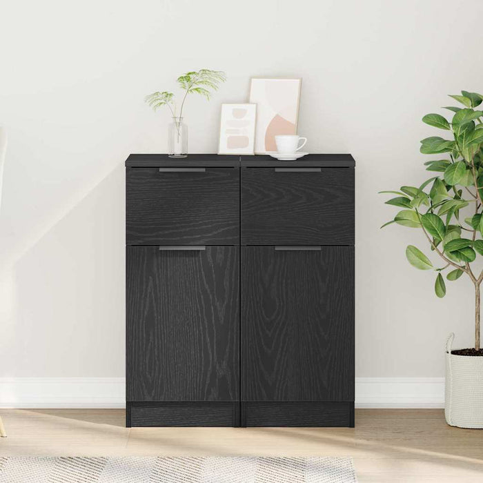 Bufet 2 pcs Stejar Negru 30 x 30 x 70 cm Lemn compozit - WALTI WALTI
