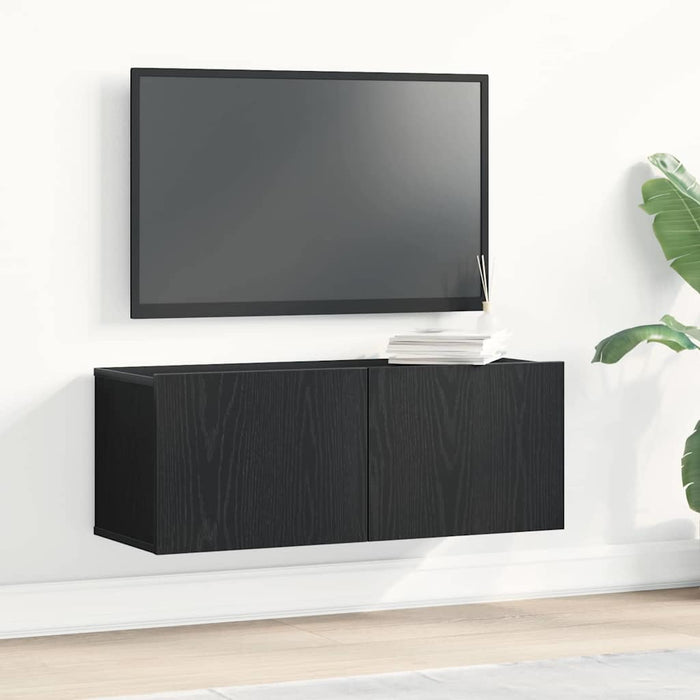 Cabinet TV 2 pcs Stejar Negru 80 x 30 x 30 cm Lemn compozit - WALTI WALTI