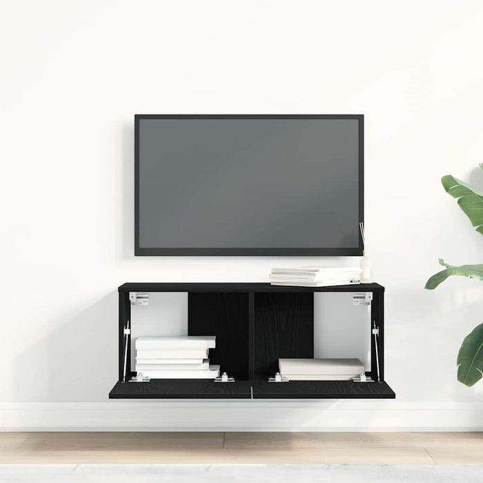 Cabinet TV 2 pcs Stejar Negru 80 x 30 x 30 cm Lemn compozit - WALTI WALTI