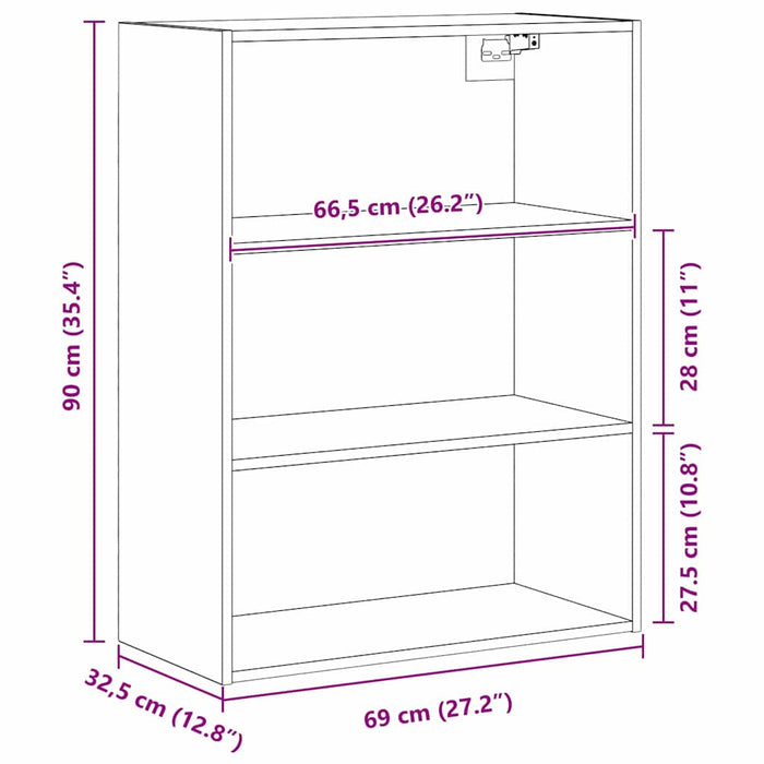Cafeteria suspendată Pe perete Stejar Negru 69.5 x 32.5 x 90 cm - WALTI WALTI