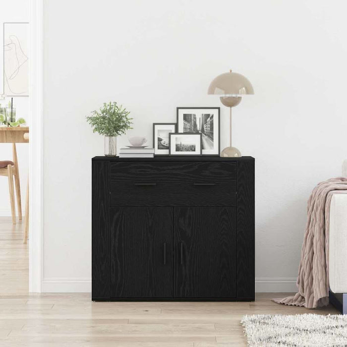 Bufet cu sertar Stejar Negru 80 x 33 x 70 cm Lemn compozit - WALTI WALTI