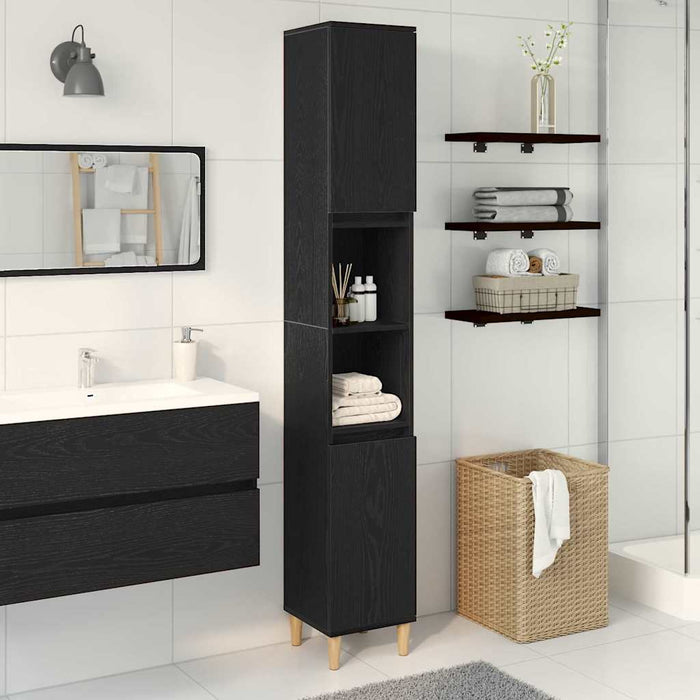 Dulap de Baie Stejar Negru 30 x 30 x 190 cm Lemn compozit - WALTI WALTI