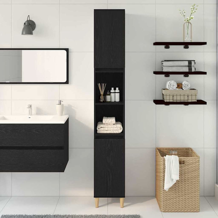 Dulap de Baie Stejar Negru 30 x 30 x 190 cm Lemn compozit - WALTI WALTI