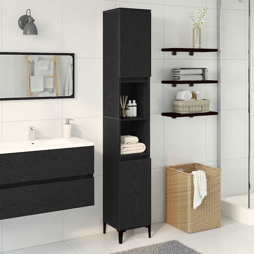 Dulap de Baie Stejar Negru 30 x 30 x 190 cm Lemn compozit - WALTI WALTI