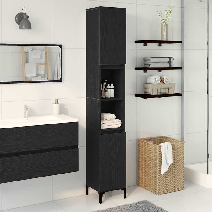 Dulap de Baie Stejar Negru 30 x 30 x 190 cm Lemn compozit - WALTI WALTI
