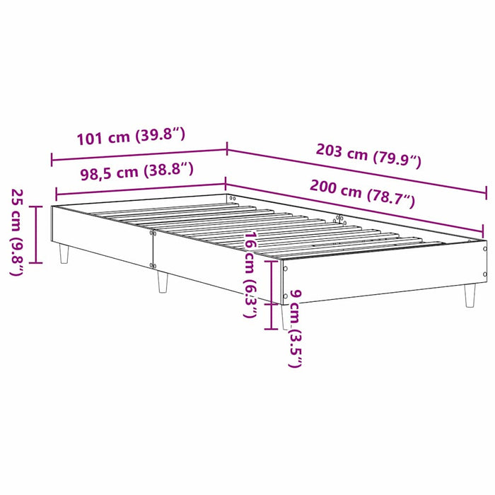 Cadru de pat Stejar negru 100 x 200 cm Lemn compozit - WALTI WALTI