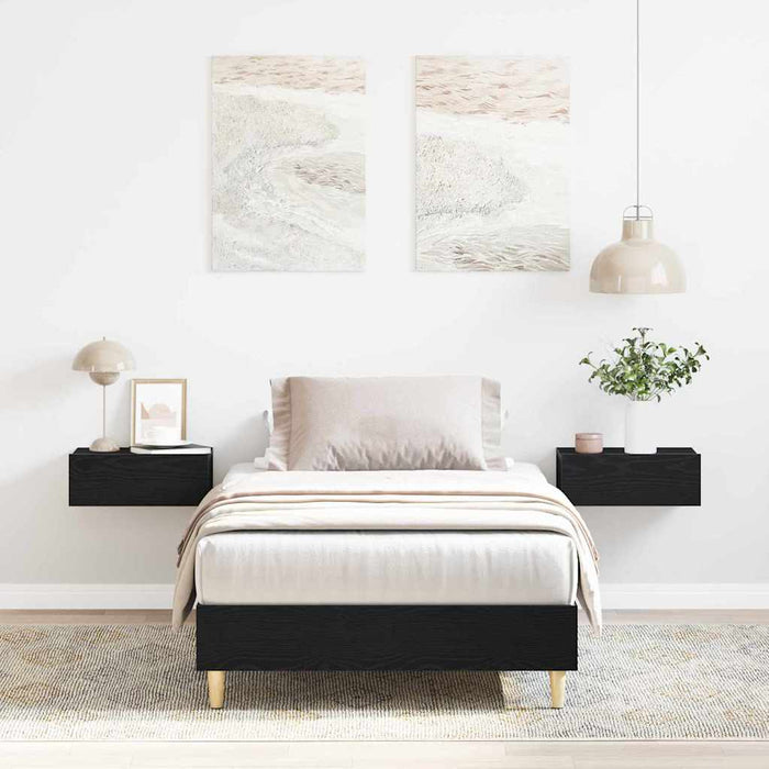 Cadru de pat Stejar negru 90 x 200 cm Lemn compozit - WALTI WALTI