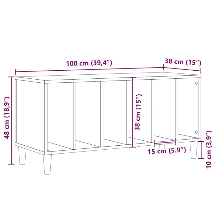 Dulap pentru discuri de vinil Stejar negru 100 x 38 x 48 cm - WALTI WALTI
