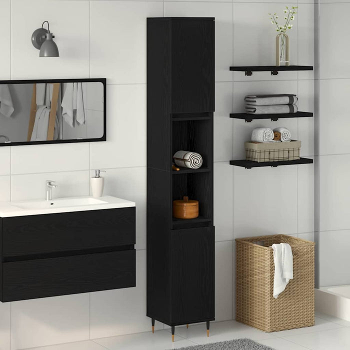 Dulap de Baie Stejar Negru 30 x 30 x 190 cm Lemn compozit - WALTI WALTI