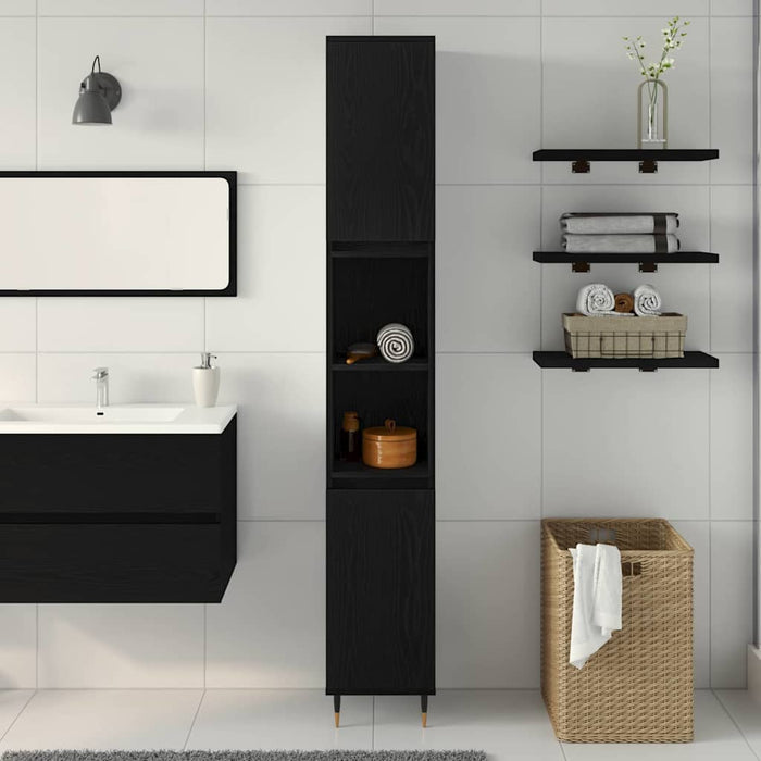 Dulap de Baie Stejar Negru 30 x 30 x 190 cm Lemn compozit - WALTI WALTI