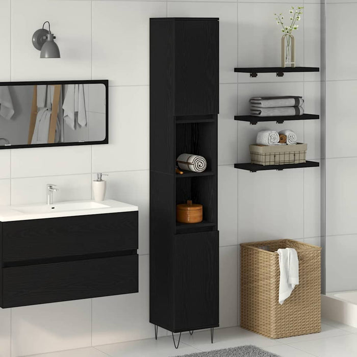 Dulap de Baie Stejar Negru 30 x 30 x 190 cm Lemn compozit - WALTI WALTI