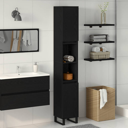 Dulap de Baie Stejar Negru 30 x 30 x 190 cm Lemn compozit - WALTI WALTI