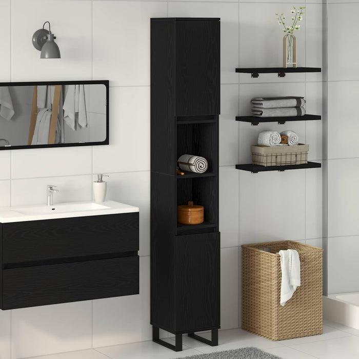 Dulap de Baie Stejar Negru 30 x 30 x 190 cm Lemn compozit - WALTI WALTI