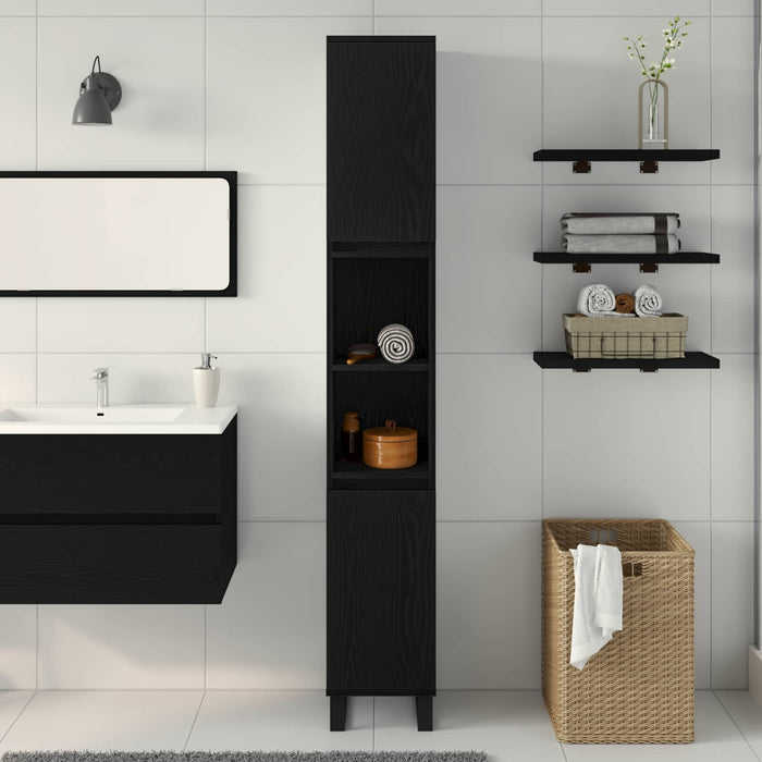 Dulap de Baie Stejar Negru 30 x 30 x 190 cm Lemn compozit - WALTI WALTI