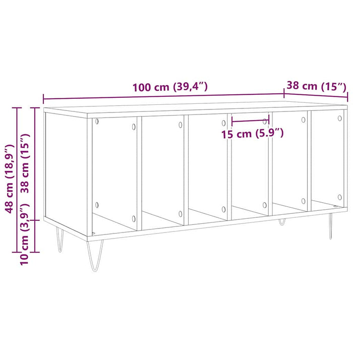 Dulap pentru discuri de vinil stejar artizanal 100 x 38 x 48 cm - WALTI WALTI
