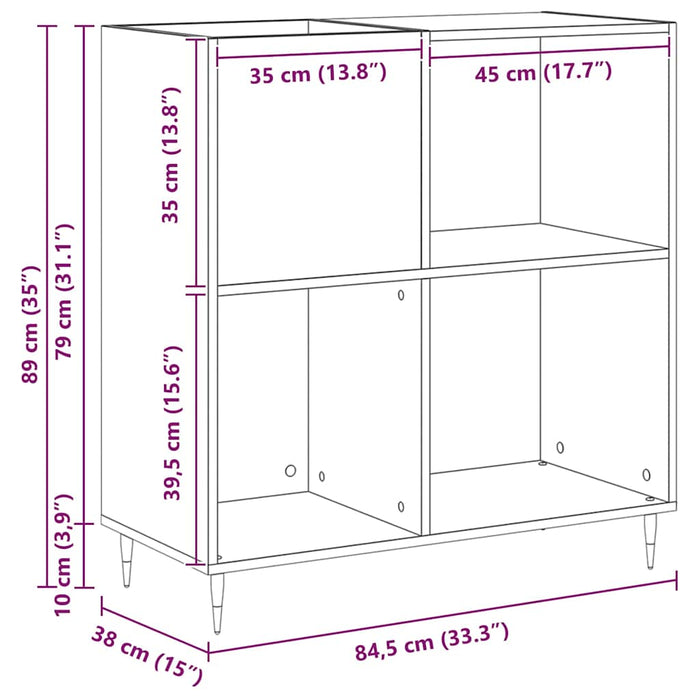 Dulap pentru discuri de vinil Stejar Negru 85 x 38 x 89 cm - WALTI WALTI
