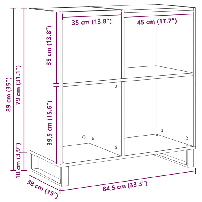 Dulap pentru discuri de vinil Stejar Negru 85 x 38 x 89 cm - WALTI WALTI