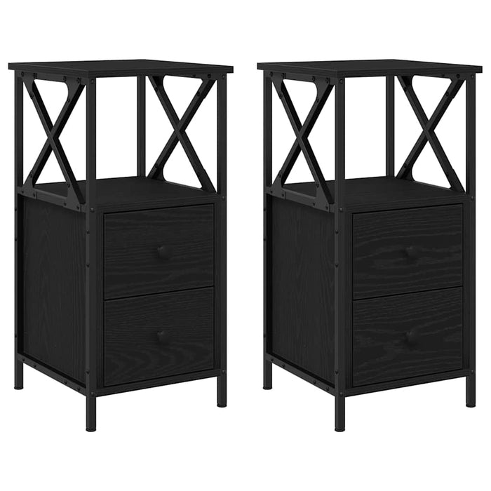 Dulap de noapte cu sertar 2 pcs Stejar Negru 34 x 35,5 x 70 cm - WALTI WALTI
