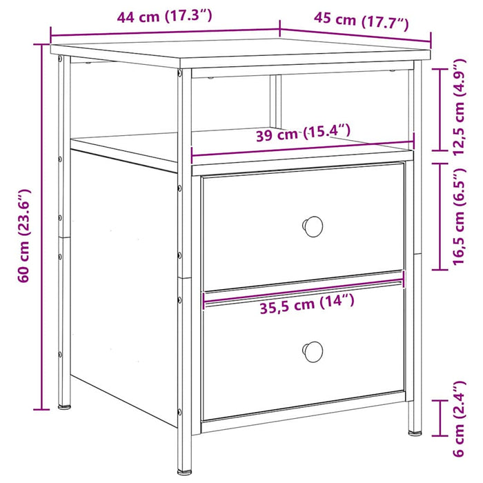 Dulap de noapte cu sertar 2 pcs Stejar Negru 34 x 35,5 x 50 cm - WALTI WALTI