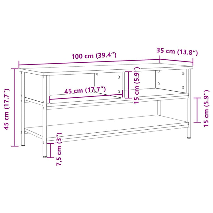 Cabinet TV stejar artizanal 100 x 35 x 45 cm Lemn compozit - WALTI WALTI