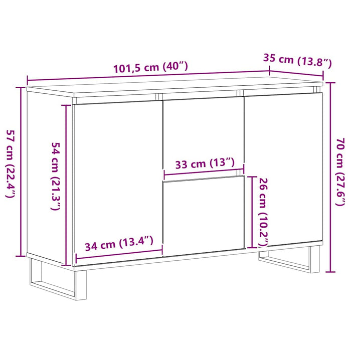 Bufet cu sertar Stejar negru 101.5 x 35 x 70 cm Lemn compozit - WALTI WALTI