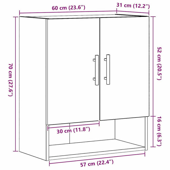 Dulap de perete Stejar negru 60 x 31 x 70 cm Lemn compozit - WALTI WALTI