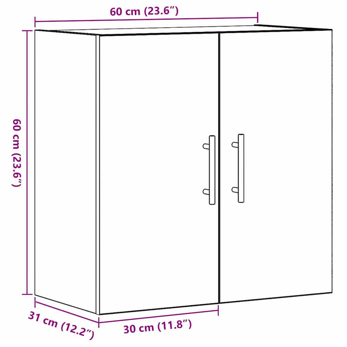 Dulap de perete Stejar negru 60 x 31 x 70 cm Lemn compozit - WALTI WALTI
