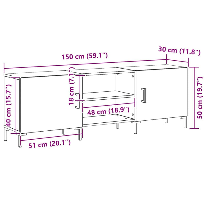 Cabinet TV Stejar negru 150 x 30 x 50 cm Lemn compozit - WALTI WALTI