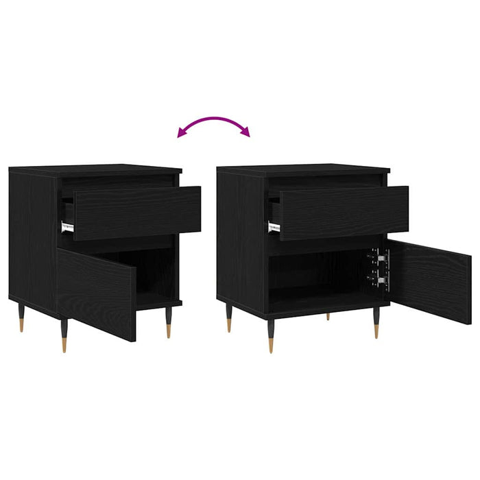 Dulap de noapte Stejar Negru 40 x 35 x 50 cm Lemn compozit - WALTI WALTI