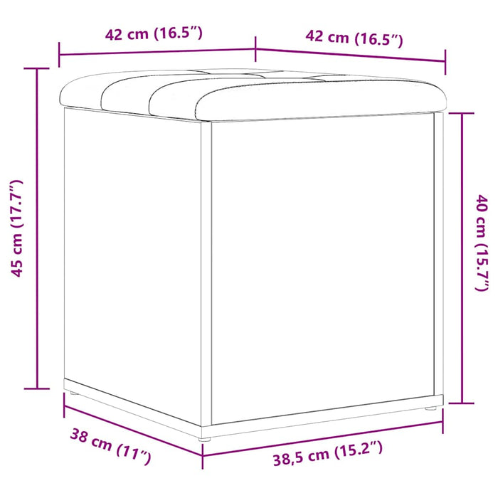 Bancă de depozitare Stejar negru 42 x 42 x 45 cm Lemn compozit - WALTI WALTI