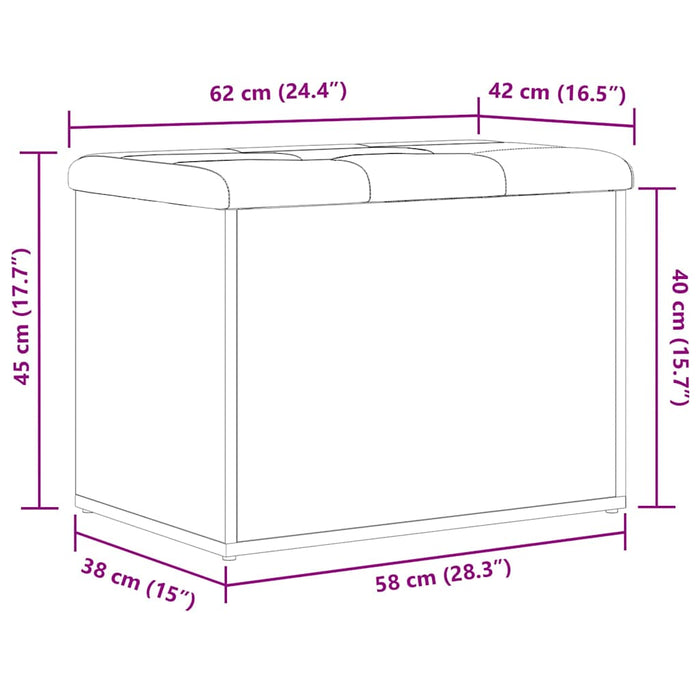 Bancă de depozitare Stejar negru 62 x 42 x 45 cm Lemn compozit - WALTI WALTI