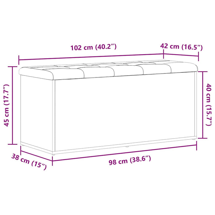 Bancă de depozitare Stejar negru 102 x 42 x 45 cm Lemn compozit - WALTI WALTI