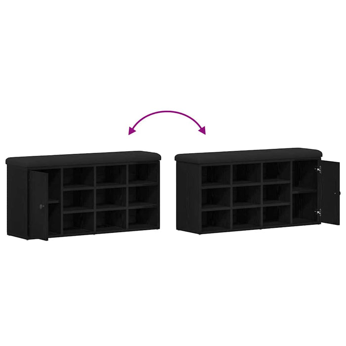 Bancă pentru pantofi Negru 100 x 30 x 48 cm Lemn compozit - WALTI WALTI