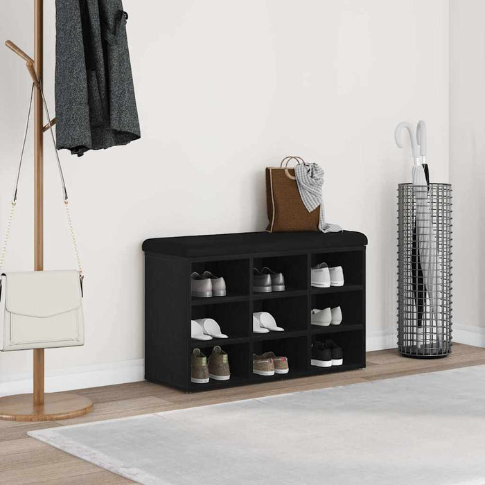 Bancă pentru pantofi Negru 80 x 30 x 48 cm Lemn compozit - WALTI WALTI