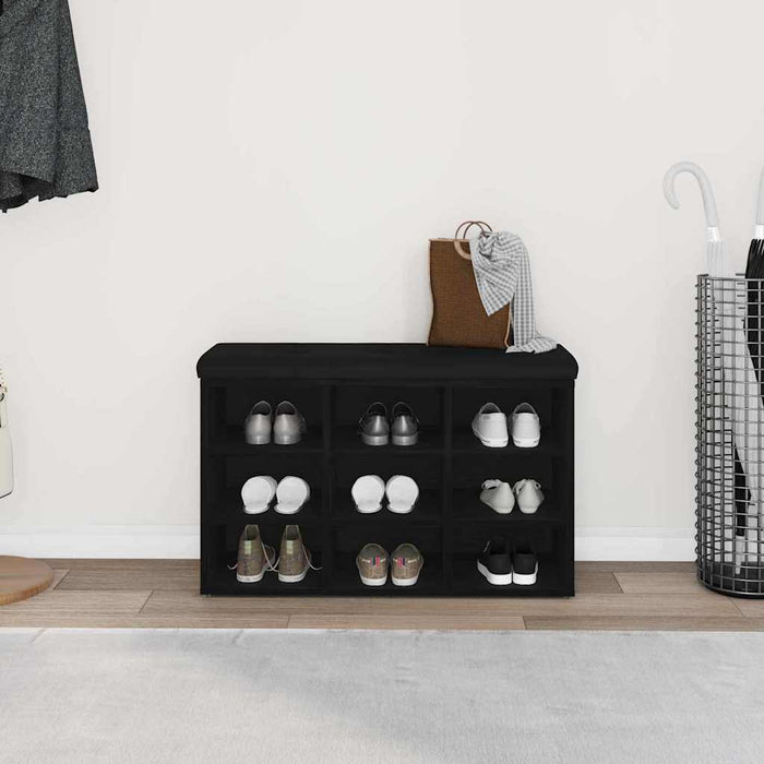 Bancă pentru pantofi Negru 80 x 30 x 48 cm Lemn compozit - WALTI WALTI