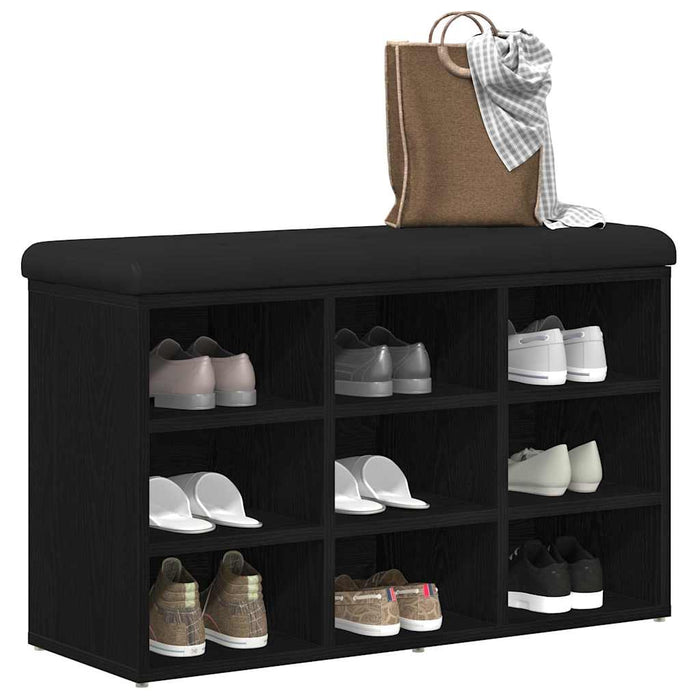Bancă pentru pantofi Negru 80 x 30 x 48 cm Lemn compozit - WALTI WALTI